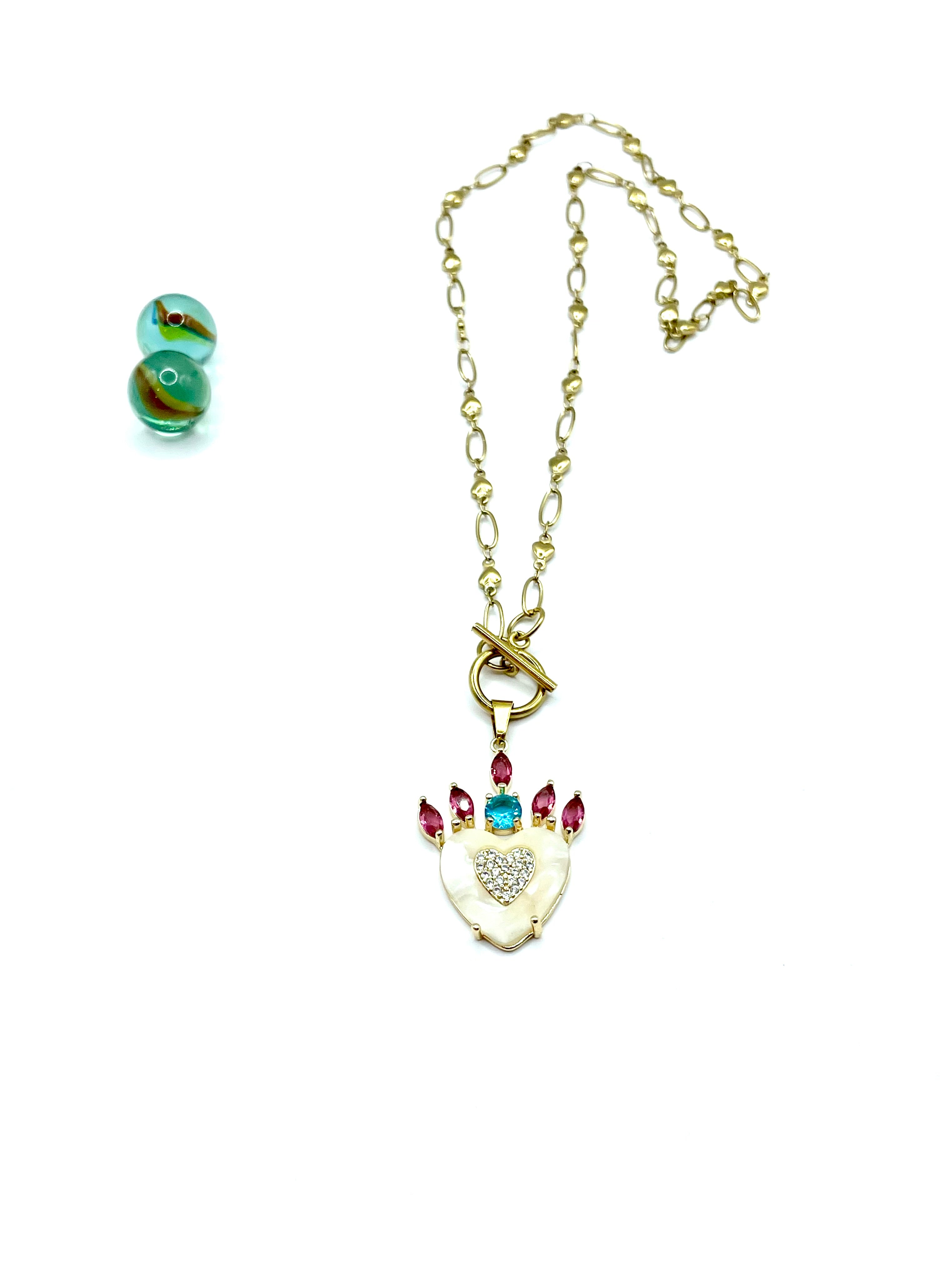 ''HEART OF DESIRE'' STEEL CHAIN NECKLACE (off white)