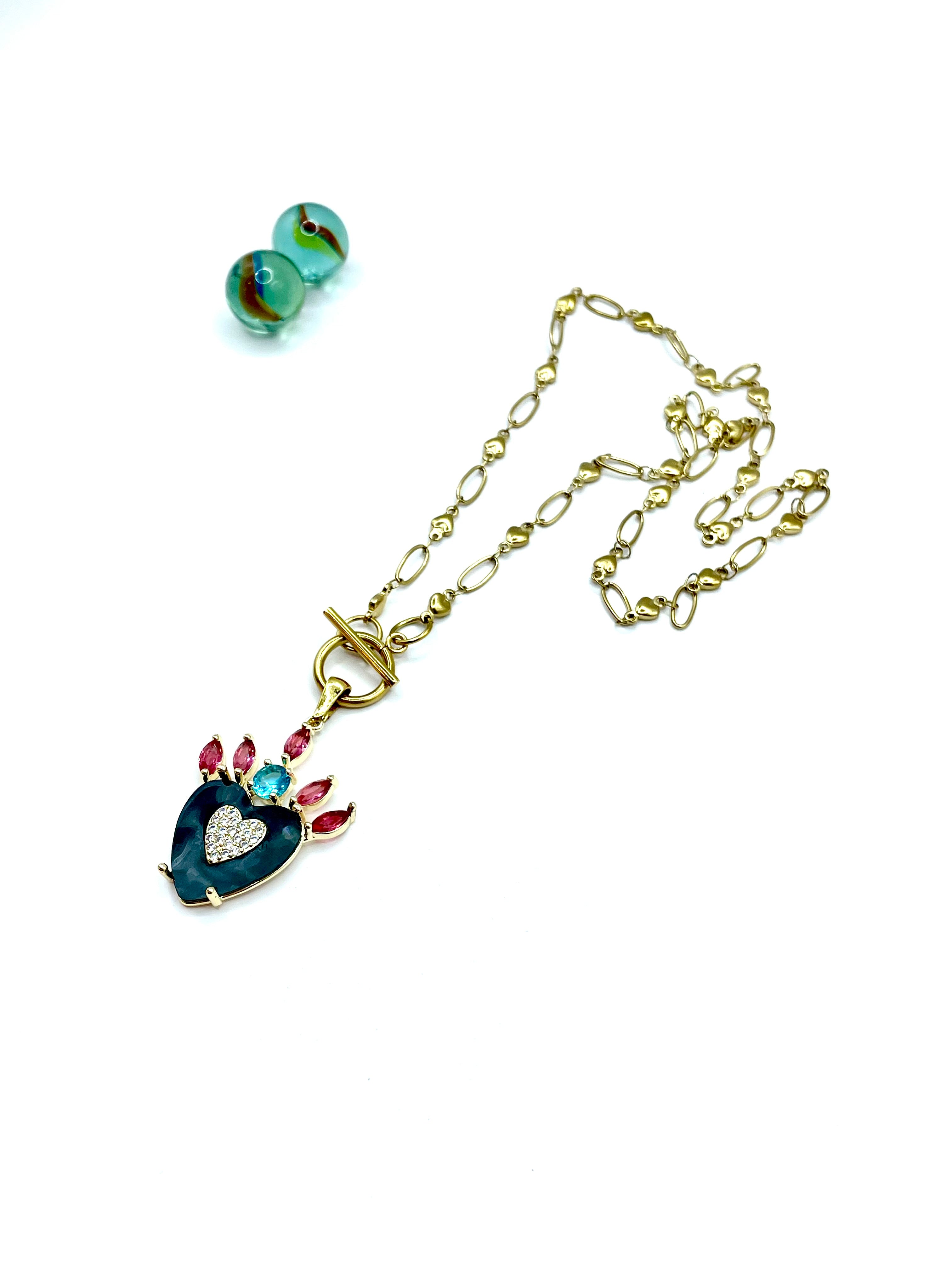 ''HEART OF DESIRE'' STEEL CHAIN NECKLACE (black)