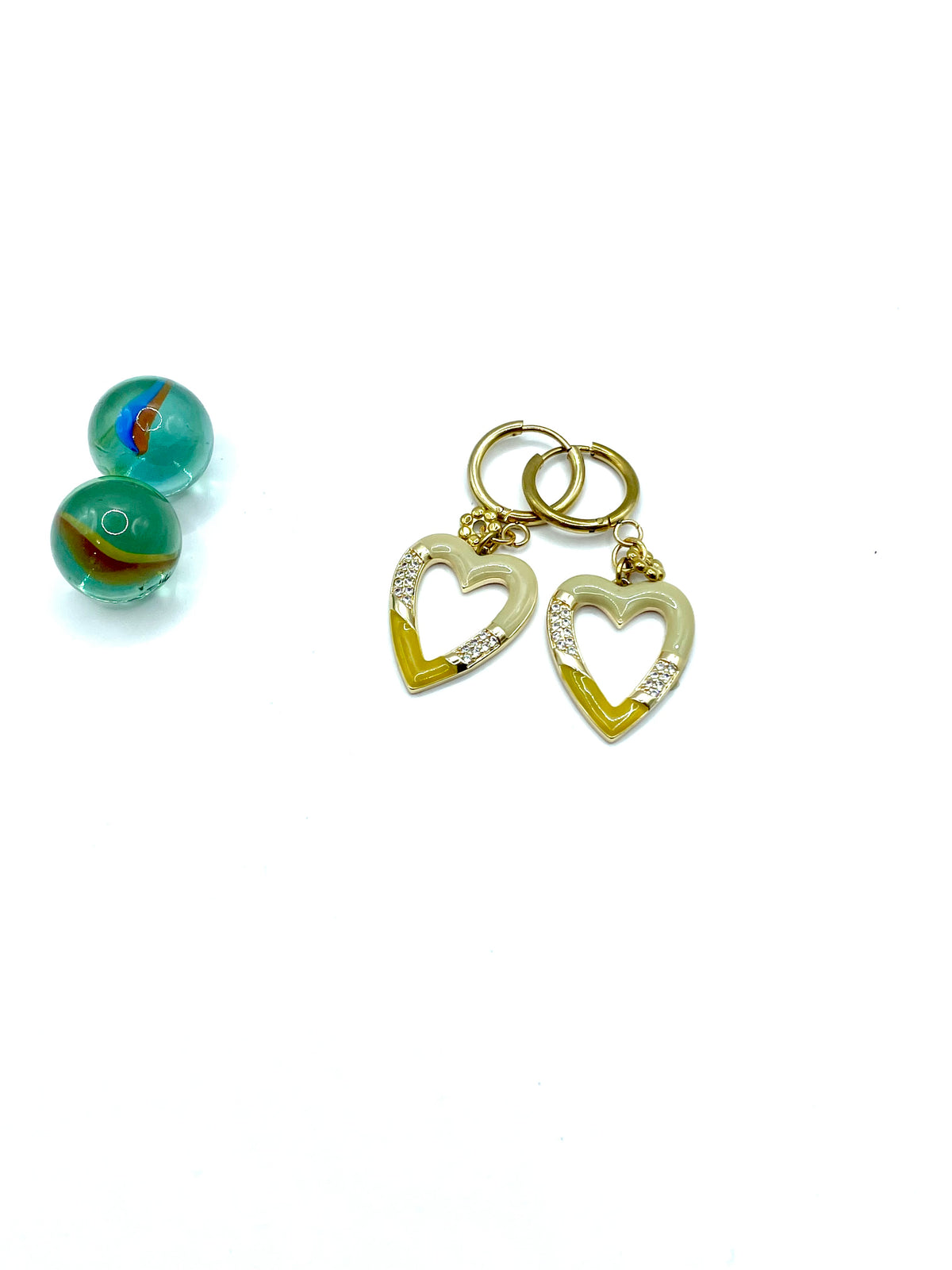 ''YELLOW HEARTS'' HOOP EARRINGS