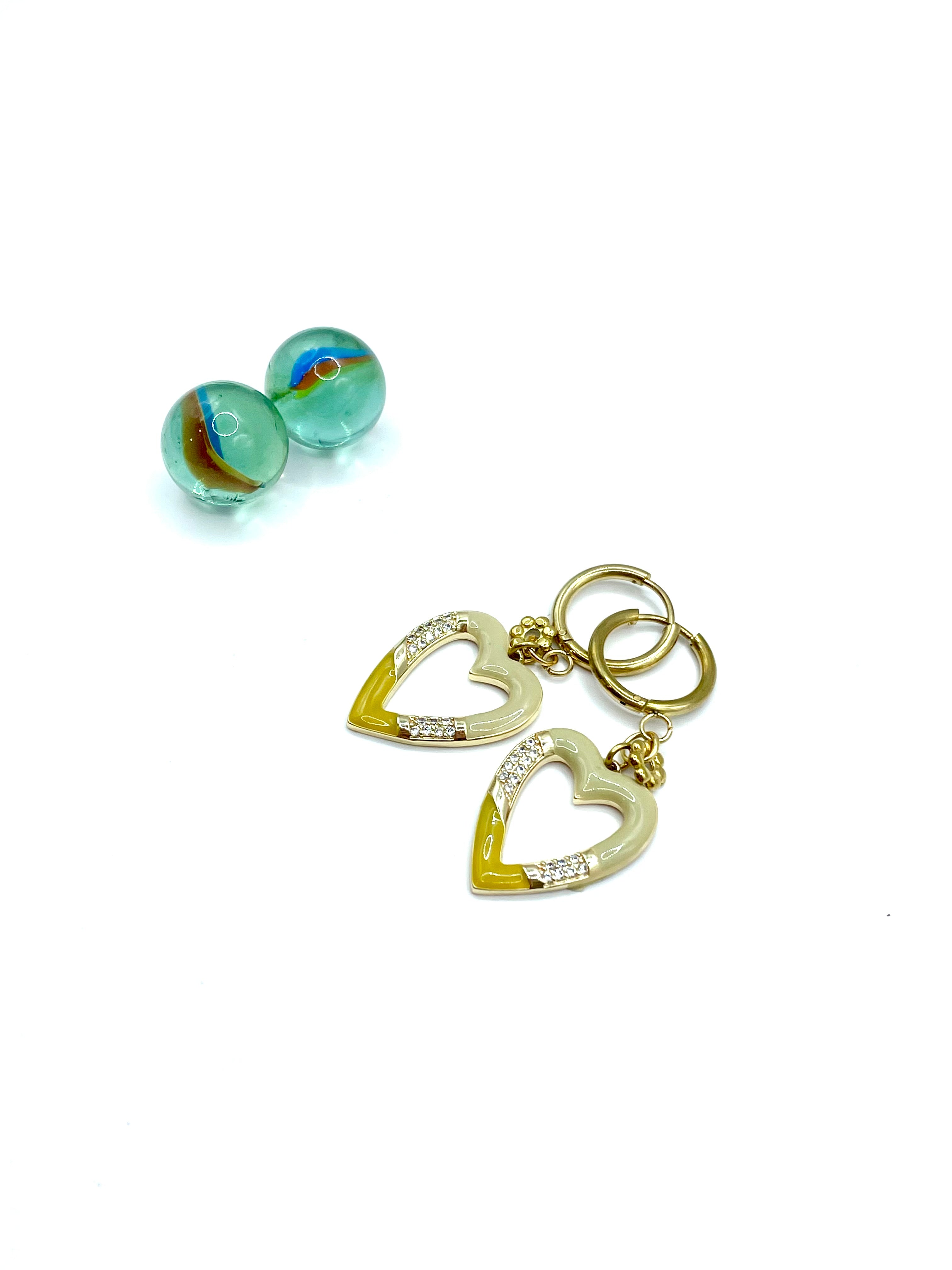 ''YELLOW HEARTS'' HOOP EARRINGS