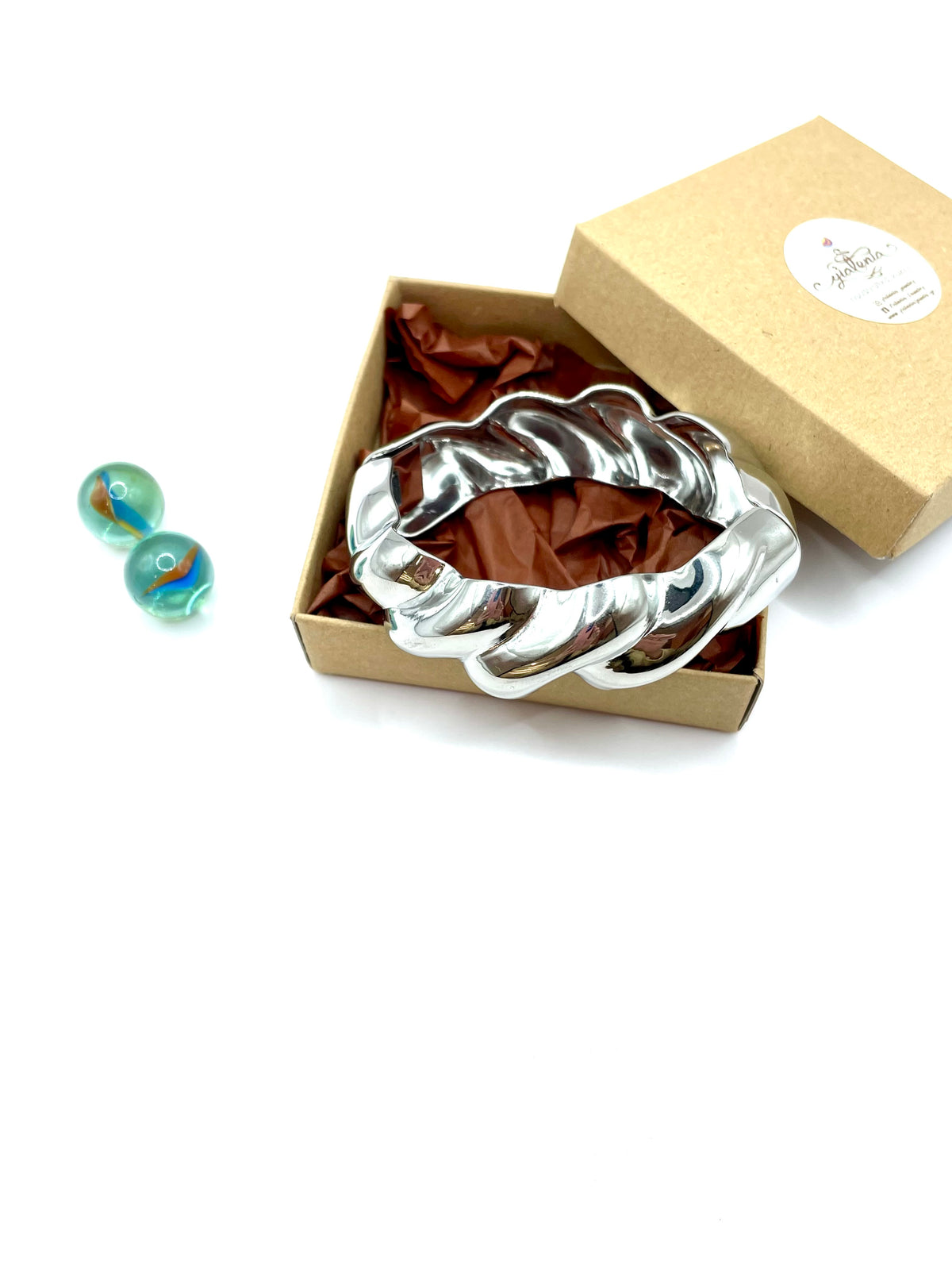 ''SIMONA'' stainless steel bold bracelet (wavy)