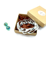 ''SIMONA'' stainless steel bold bracelet (wavy)