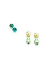 ''ROSALIA'' DANGLE EARRINGS (yellow / pistachio )