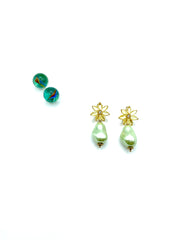 ''ROSALIA'' DANGLE EARRINGS (yellow / pistachio )