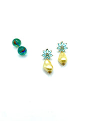 ''ROSALIA'' DANGLE EARRINGS ( ciel / butter yellow )
