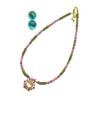 “Crystallina” gemstone necklace ( pink )