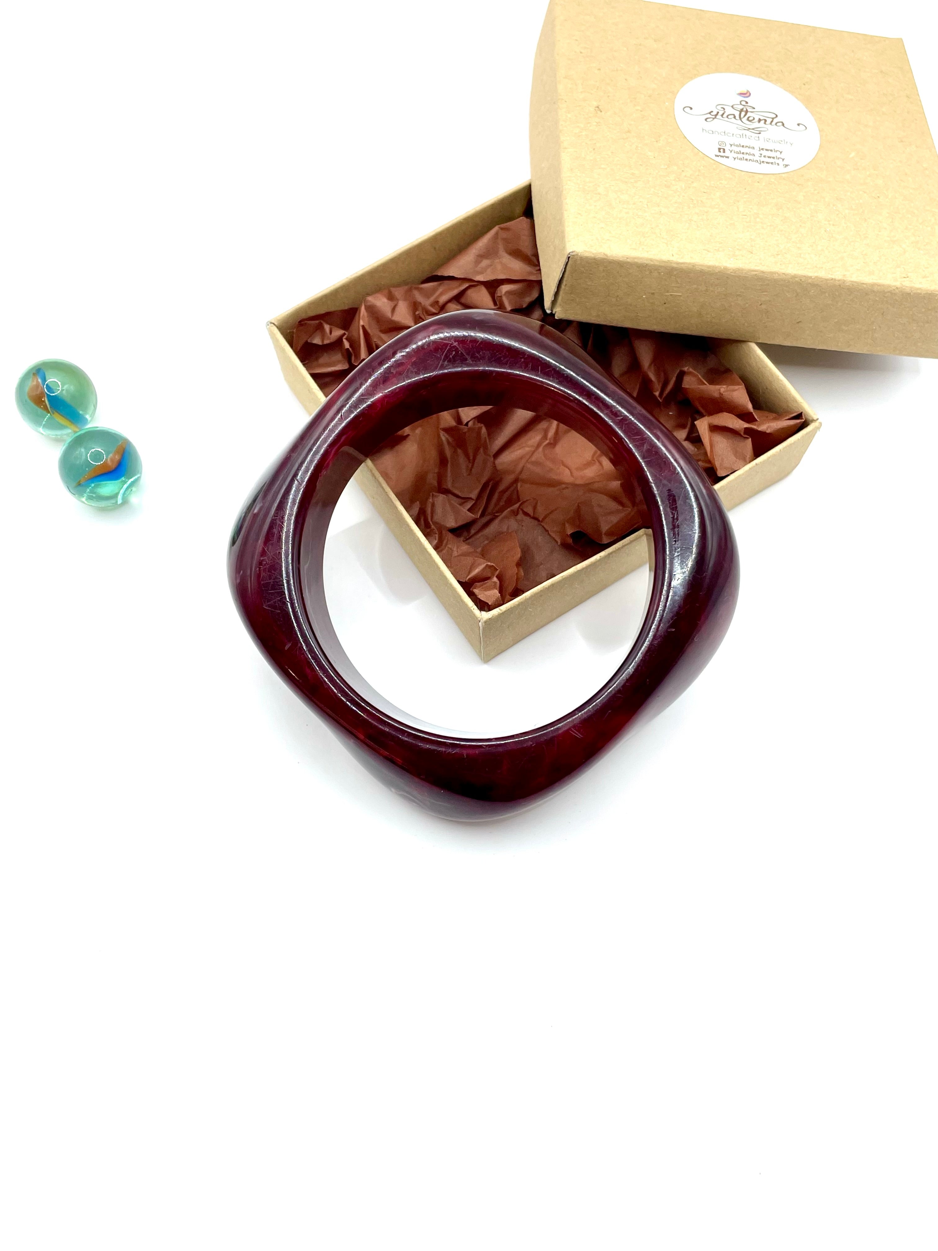 ''OLIVER'' 70s RESIN BRACELET ( merlot bordeaux  )