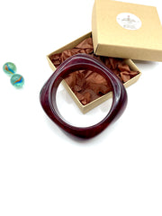 ''OLIVER'' 70s RESIN BRACELET ( merlot bordeaux  )