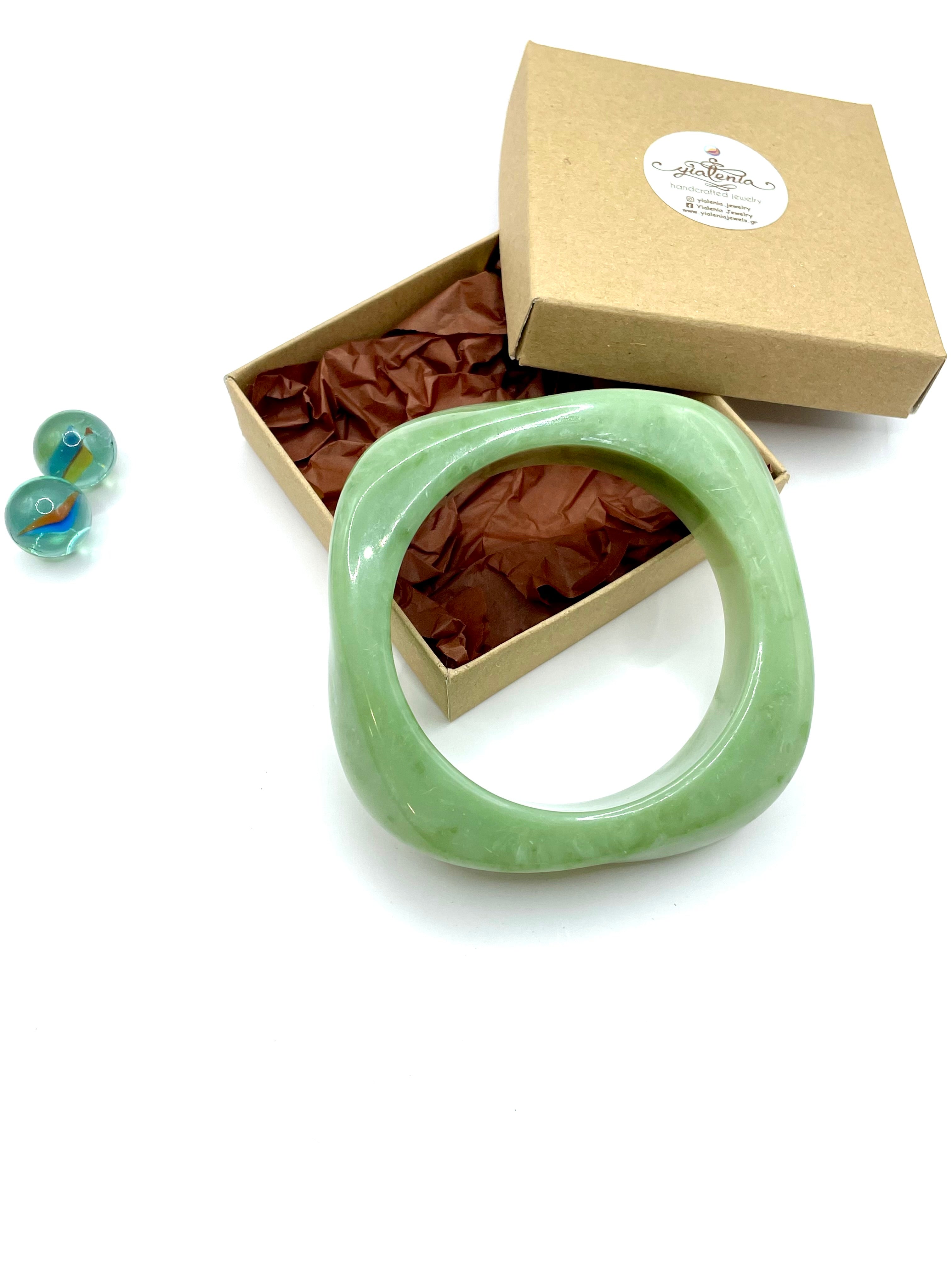 ''OLIVER'' 70s RESIN BRACELET ( aventurine green )