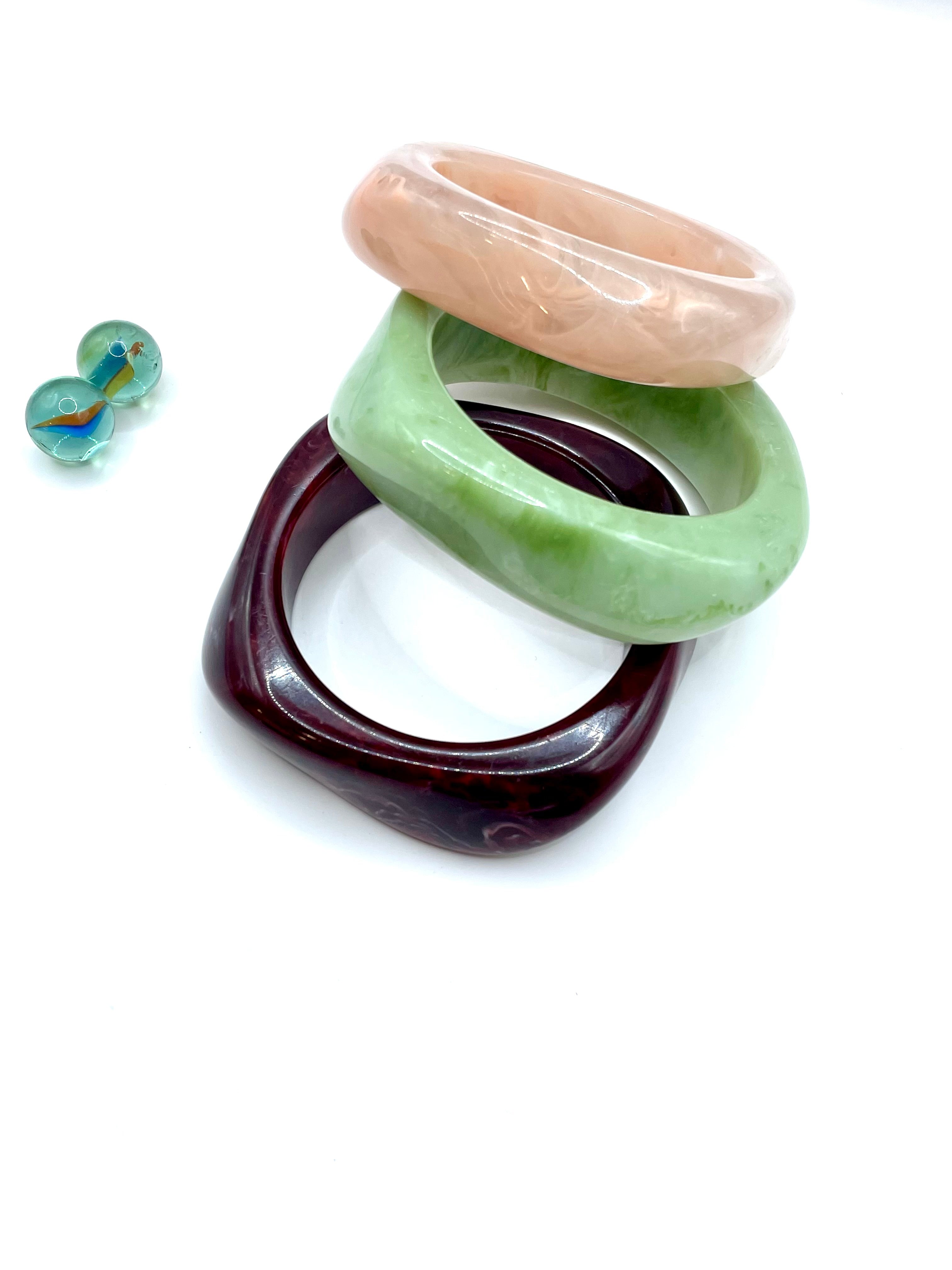 ''OLIVER'' 70s RESIN BRACELET ( aventurine green )