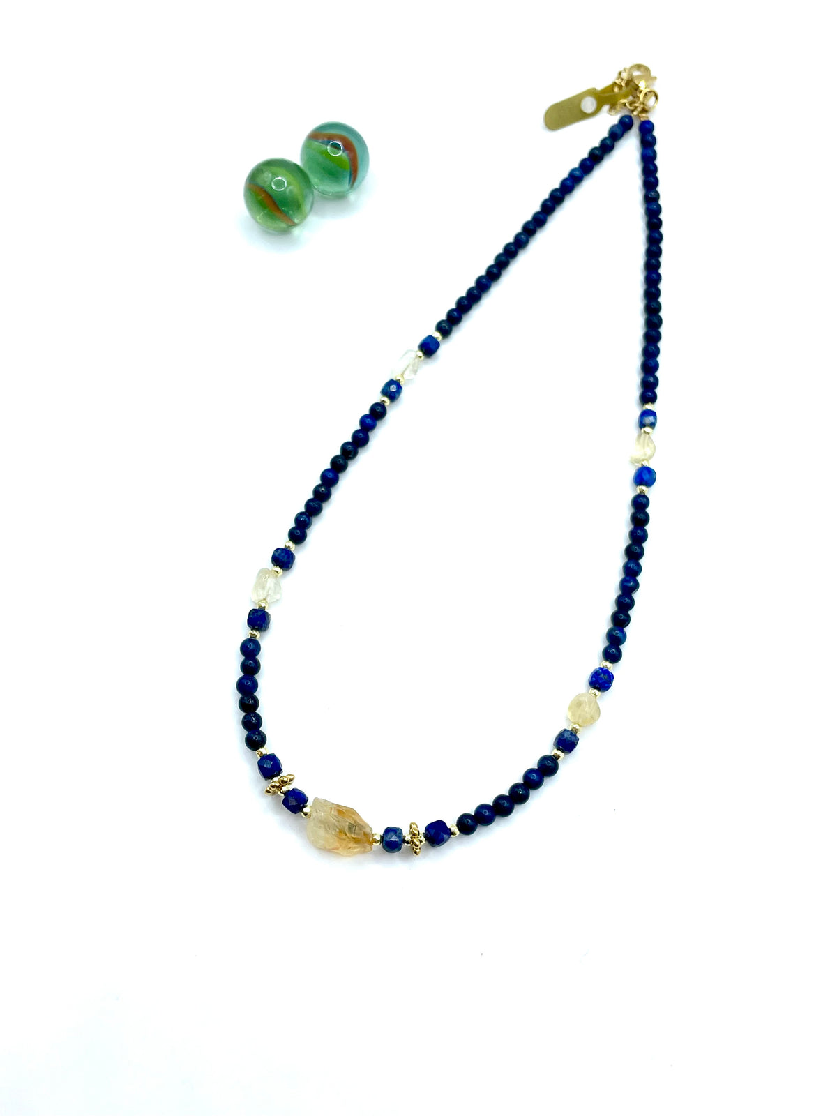 Lapis lazuli / rough citrine gemstone necklace