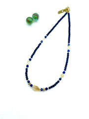 Lapis lazuli / rough citrine gemstone necklace