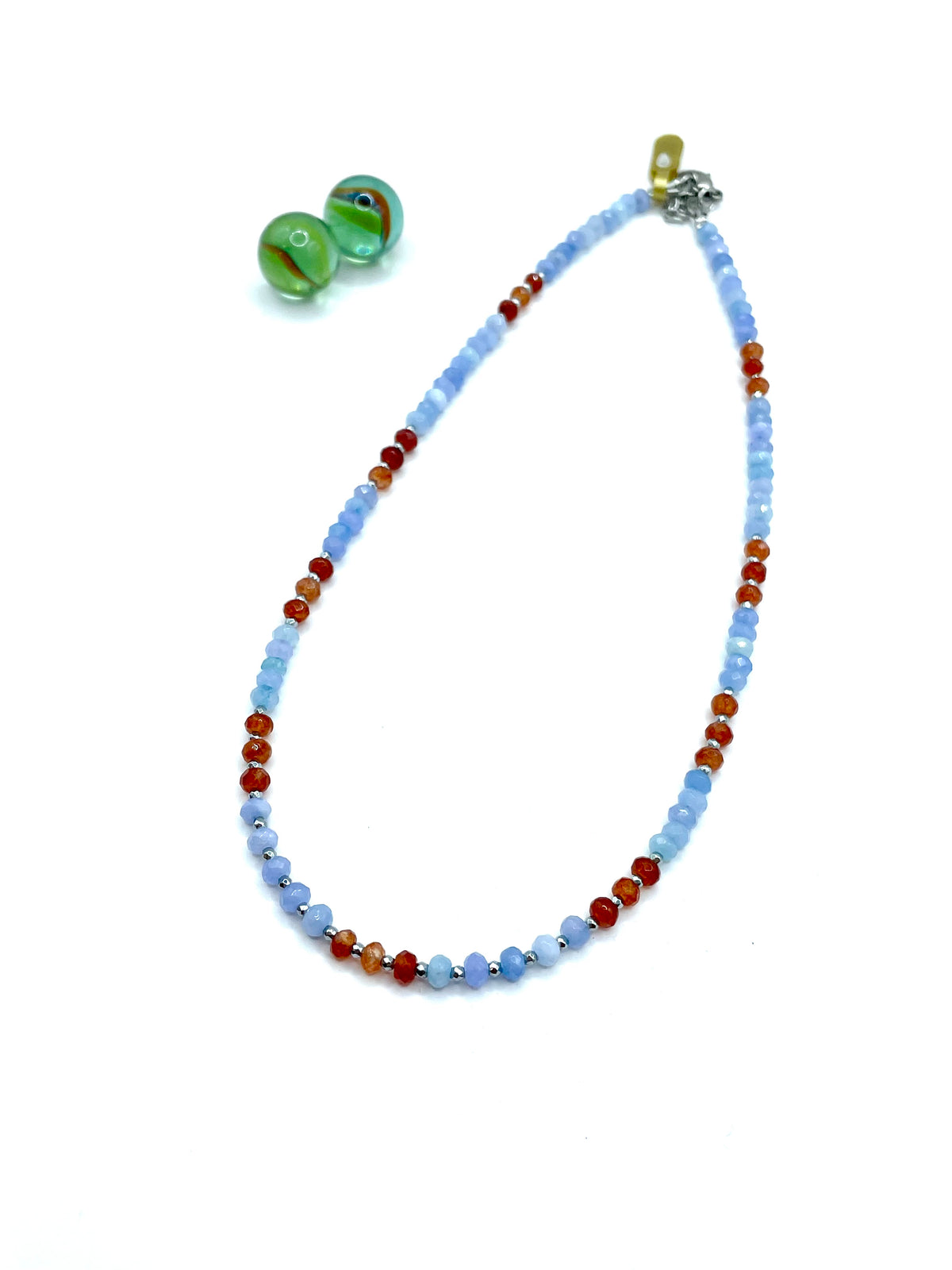 minimal agate necklace (light blue/orange)