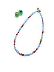 minimal agate necklace (light blue/orange)