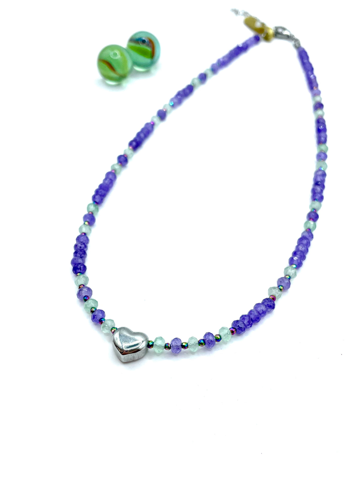 ''HEARTBEAT''jade necklace (lilac)