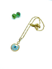 ''ALEXA'' EVIL EYE STEEL CHAIN NECKLACE