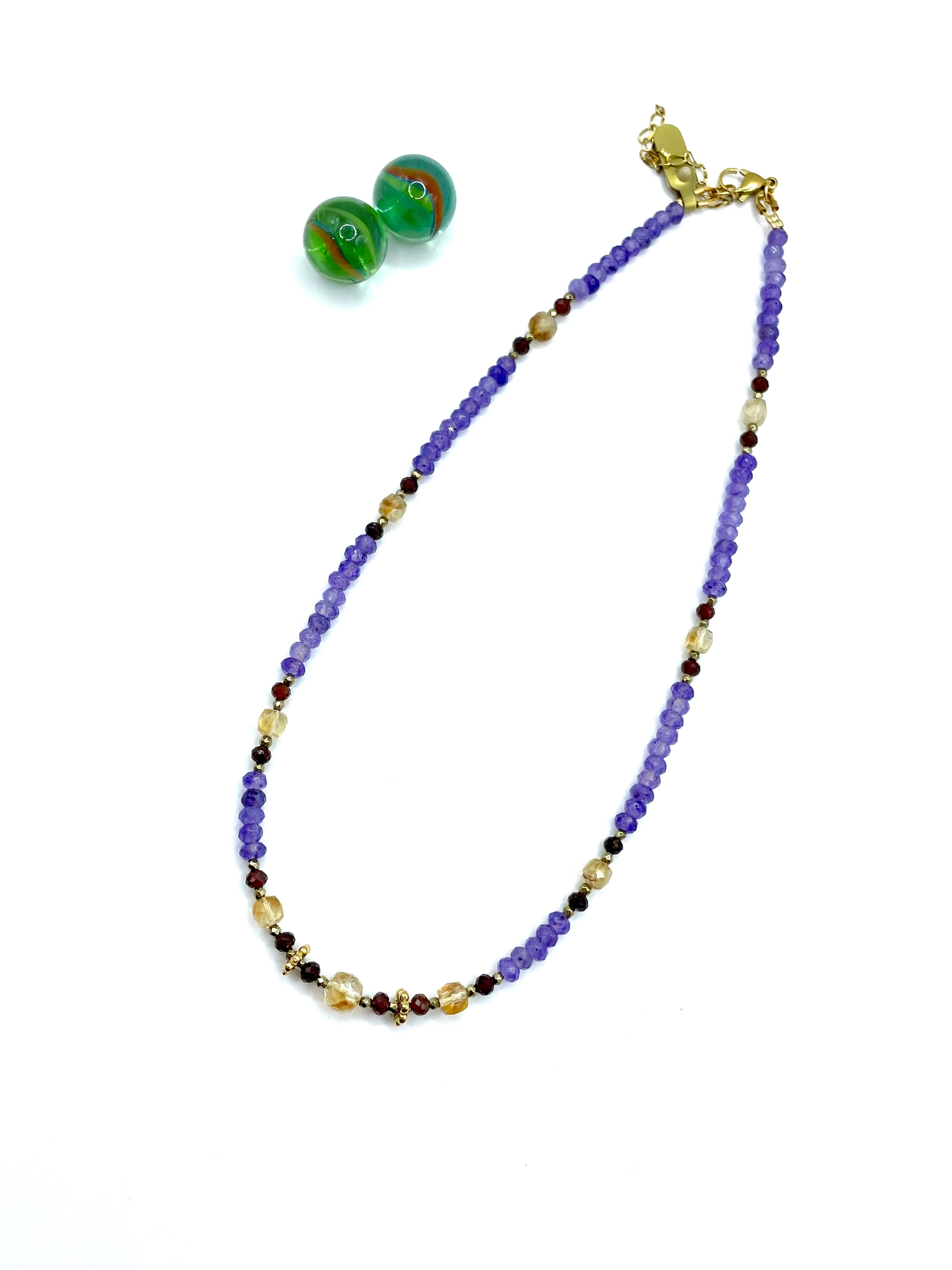 Agate/carnelian/citrine gemstone necklace
