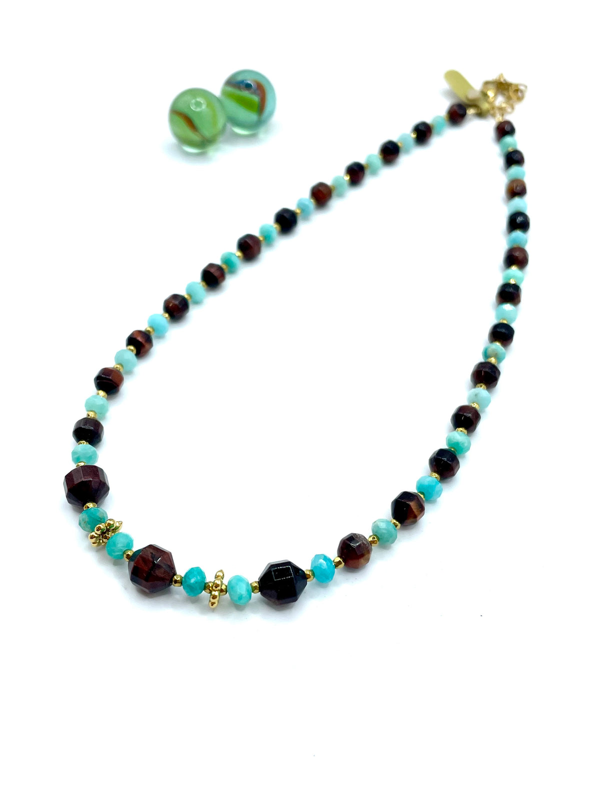 Tiger’s eye & apatite gemstone necklace