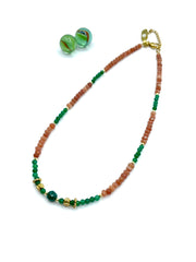 Minimal agate necklace (caramel/green)