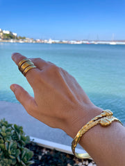 ''Hammered triple'' stainless steel RING
