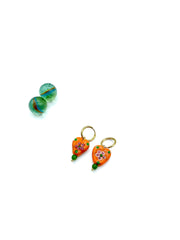 ''orange hearts'' hoop earrings