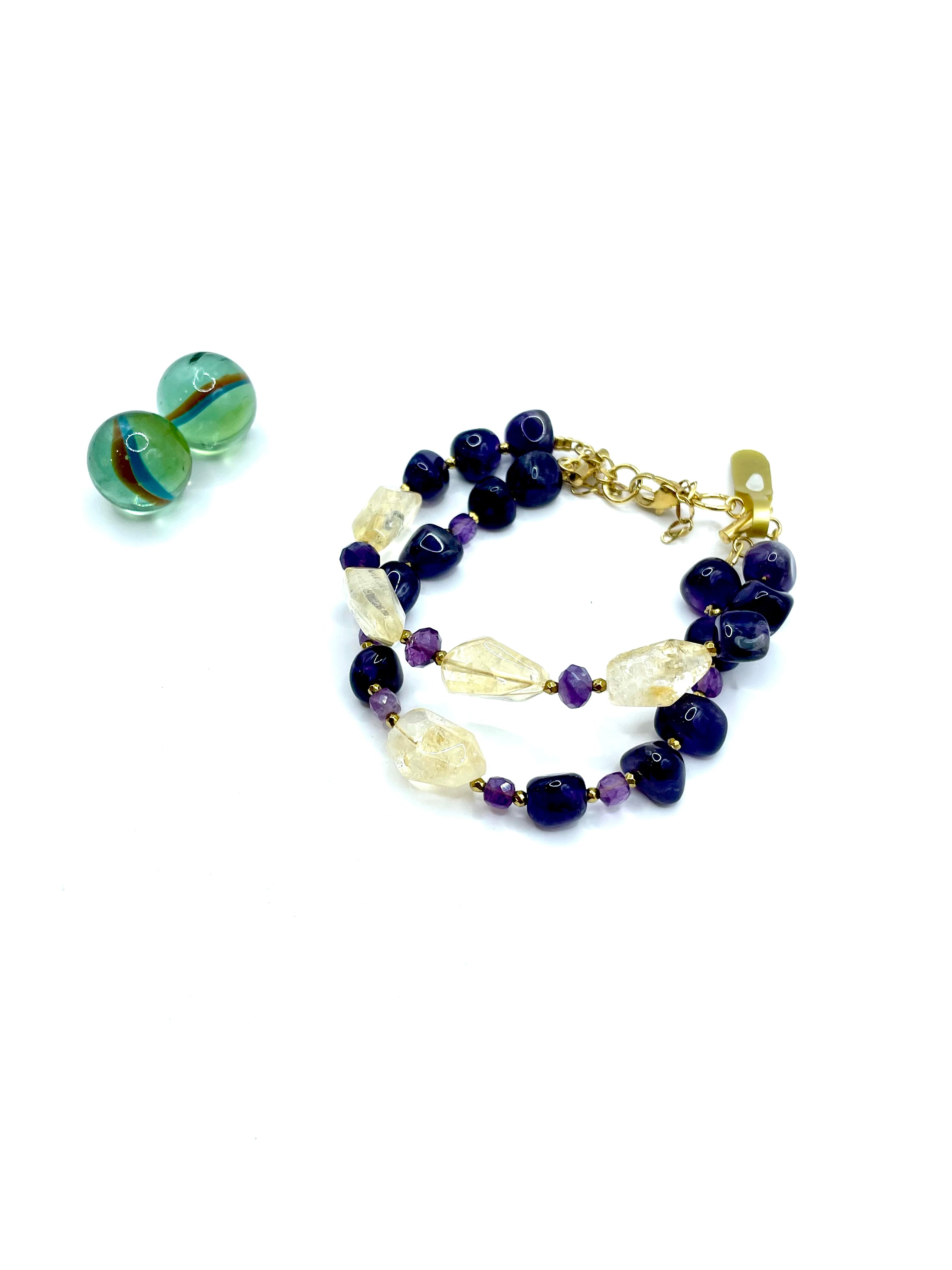 Amethyst & citrine double bracelet