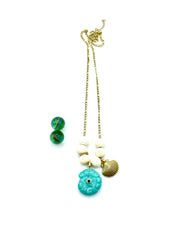 Amazonite “shell” pendant / steel chain necklace