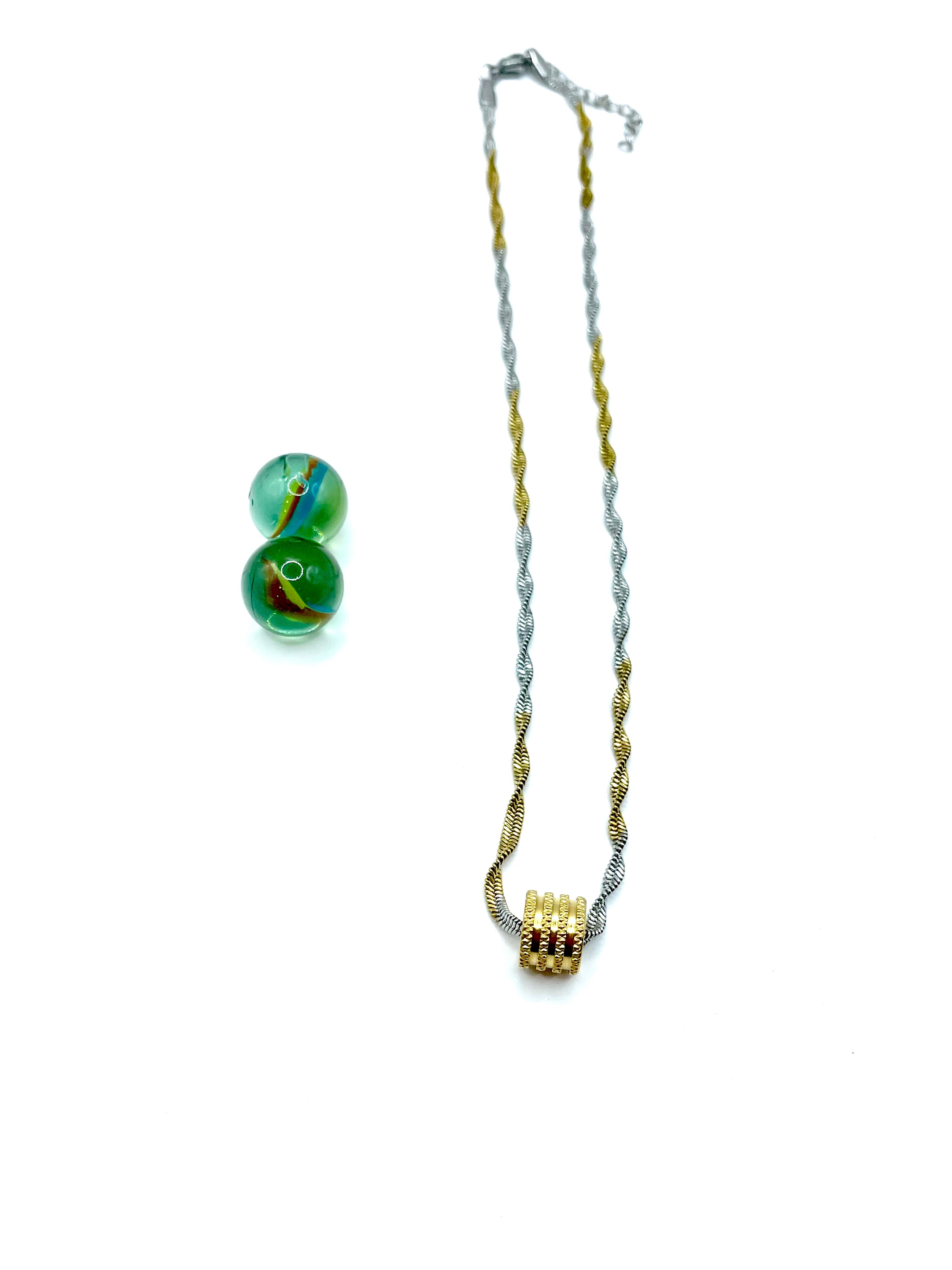 “Barrel” stainless steel chain necklace