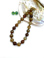 AGATE (BROWN) & CARNELIAN GEMSTONE NECKLACE 16MM