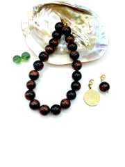 ''TIGER'S EYE'' 18MM GEMSTONE NECKLACE ( RED - ΠΟΛΥΜΟΡΦΙΚΟ )