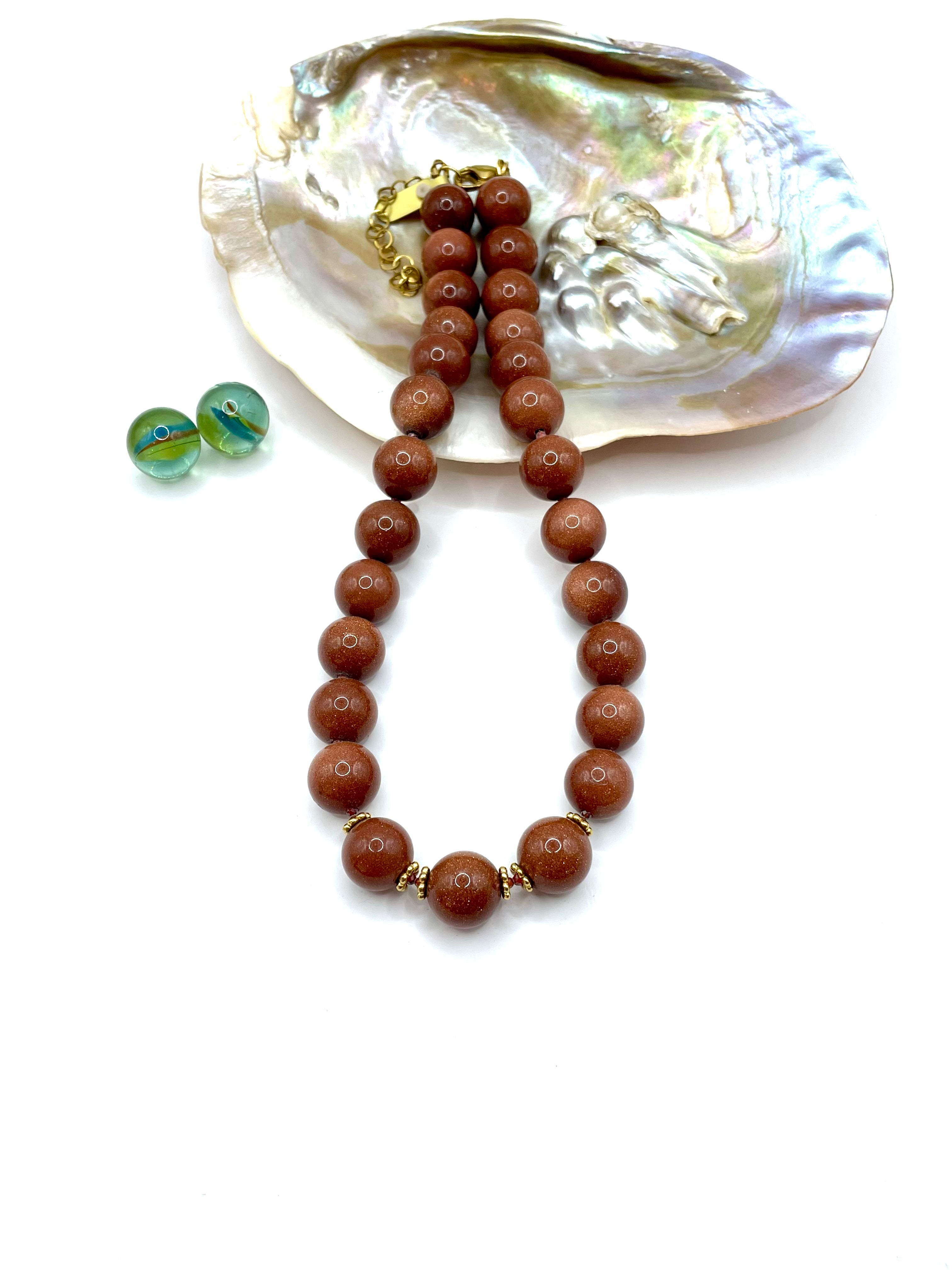SANDSTONE GEMSTONE NECKLACE 14MM