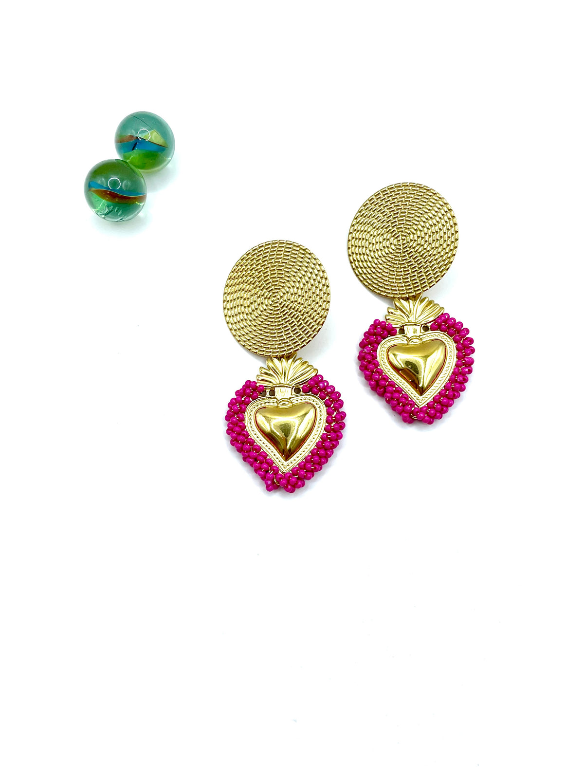 “Malena” heart dangle earrings (magenta)