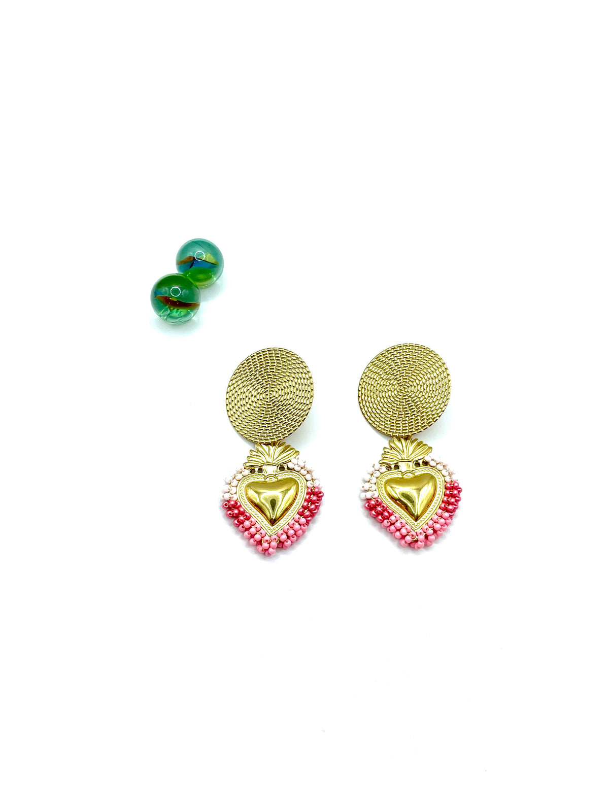 “Malena” heart dangle earrings (multi pink)