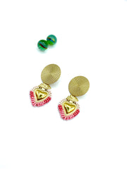 “Malena” heart dangle earrings (multi pink)