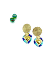 “Malena” heart dangle earrings (multi blue)