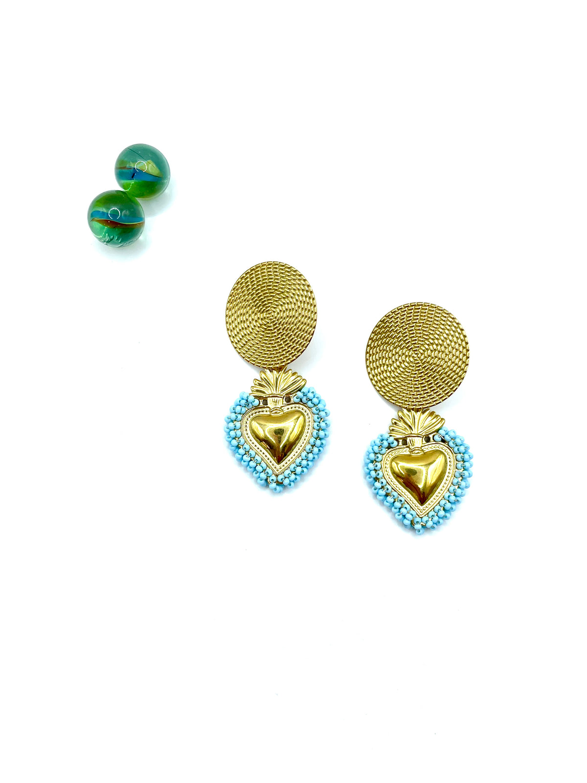 “Malena” heart dangle earrings (turquoise)