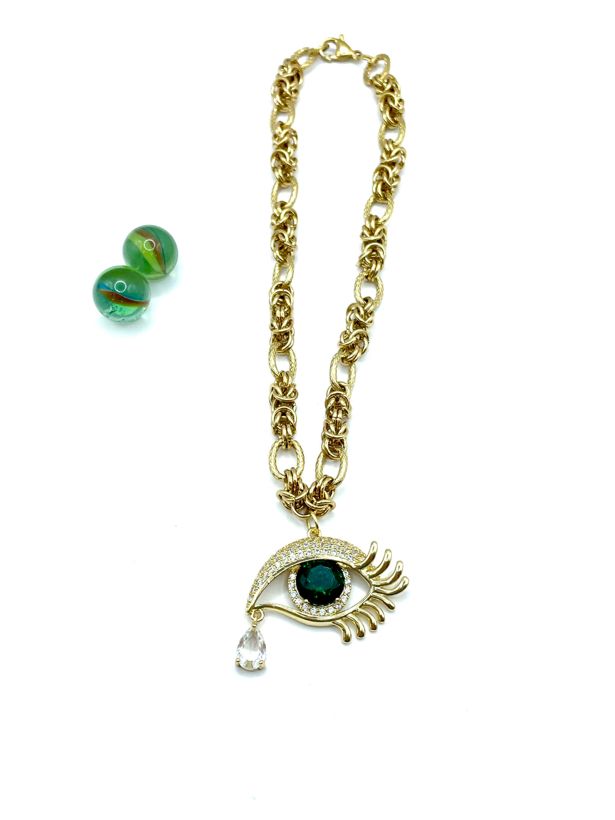 ''HORUS'' stainless steel necklace 3in1 ( emerald green )