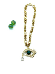 ''HORUS'' stainless steel necklace 3in1 ( emerald green )