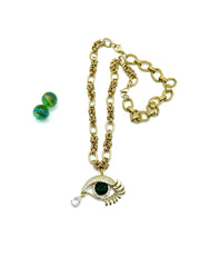 ''HORUS'' stainless steel necklace 3in1 ( emerald green )