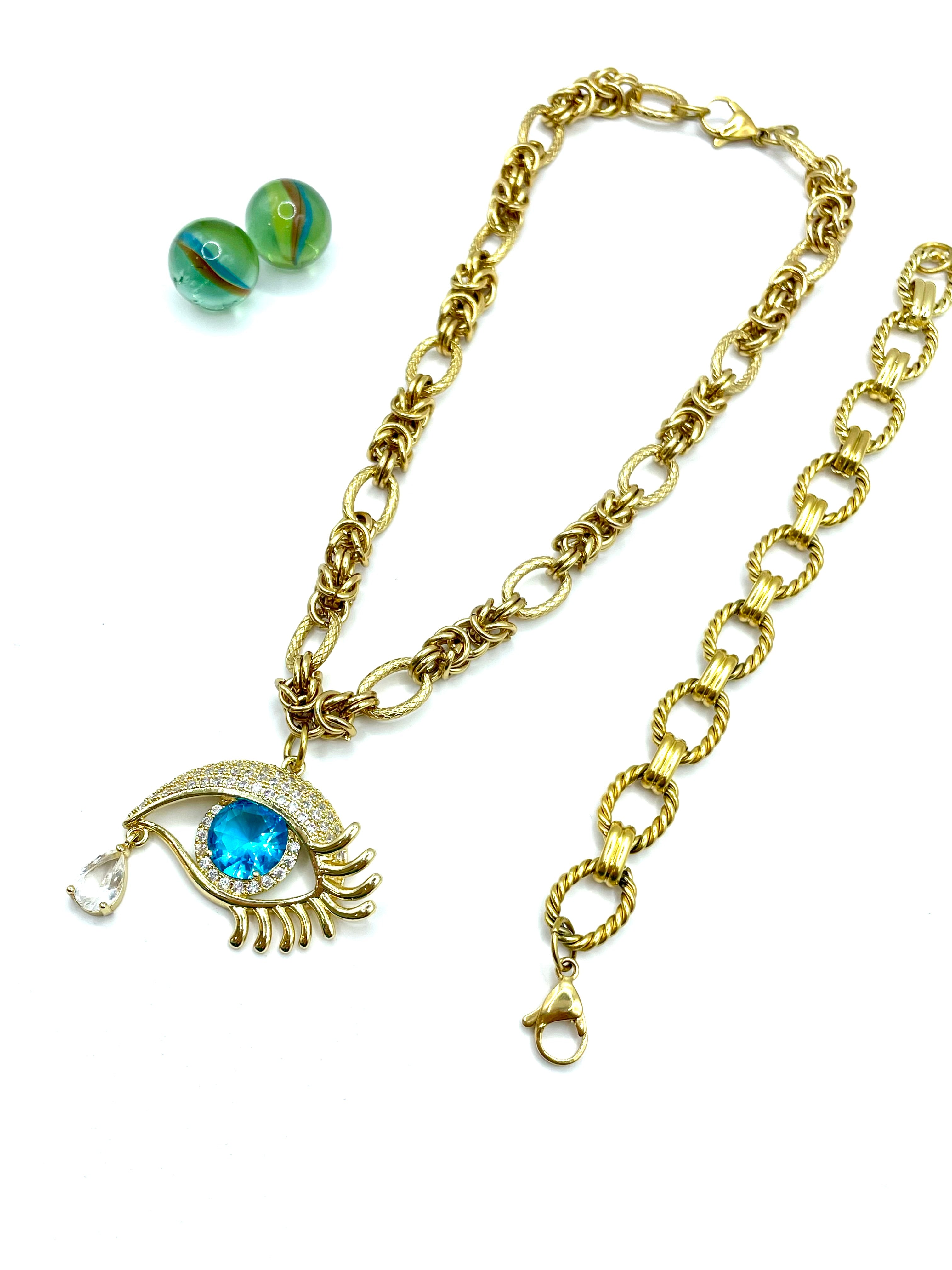 ''HORUS'' stainless steel necklace 3in1 ( turquoise )