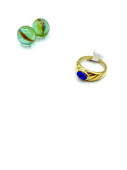 “Croissant/blue crystal” stainless steel RING